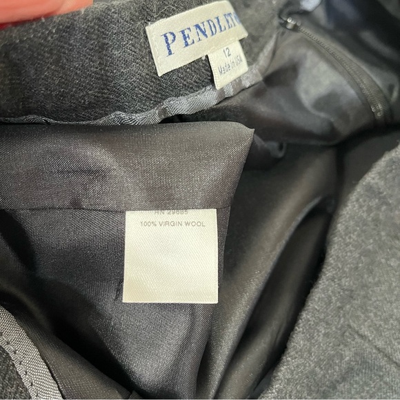 Vintage Pendleton wool midi maxi pencil skirt charcoal gray pockets modest 12 - Picture 10 of 11